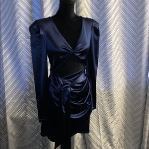 New night blue silk dress